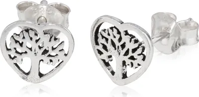 Produktbild von Paar Ohrstecker Baum des Lebens 925 Silber 8mm Herz Amulett Keltische Ohrringe