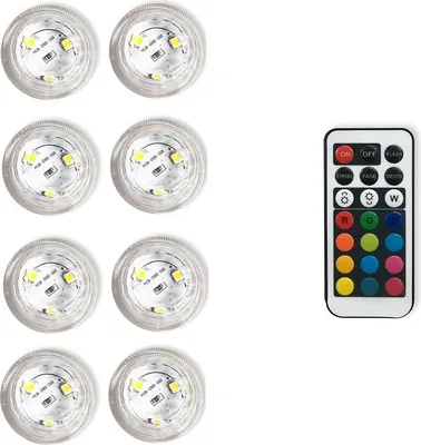 Obrázek produktu pro INF Vodotěsné LED diamantové knoflíkové světla s dálkovým ovládáním - 8 kusů