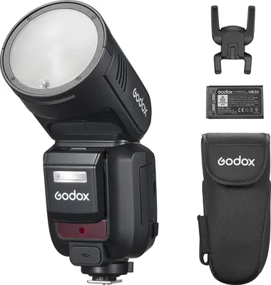 Zdjęcie produktu dla Bezprzewodowa lampa błyskowa Godox V100 2.4G, okrągła głowica, lampa błyskowa z klipsem do aparatu, lampa błyskowa Speedlite TTL, moc 100 Ws, ekran dotykowy, zintegrowana lampa modelująca LED z odłączaną lampą błyskową slave, zamiennik baterii litowej do Sony A9 II A9 A7R IV A7 IV A7R III A7S III A7 III A7S II A7R II A7 II A7S A7 A7C A1 A6600 A6500 A6400