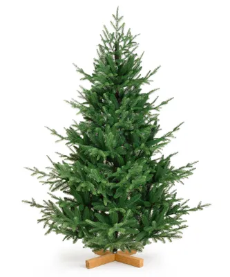 Produktbild von Yorbay Künstlicher Weihnachtsbaum 100 % PE Tannenbaum mit realistischer Stammoptik, Holz-ständer 210 cm, Weihnachtsbaum Christbaum