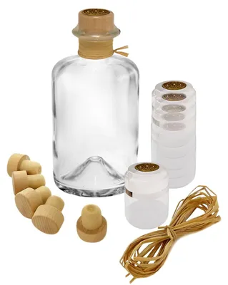 Produktbild von 27x Profi Set Apothekerflaschen leer 500 ml Glas Flaschen zum selbst befüllen & transparente Schrumpfkapseln mit Siegel gold & Korken & Bast