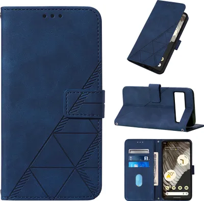 Produktbild von Hülle für Google Pixel 8 Pro Prägung Flip Leder Kartenfächer Schutzhülle mit Ständer Blau