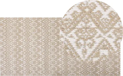 Produktbild von BELIANI Teppich Beige u. Weiß aus Jute 80 x 150 cm Rechteckig Geometrisches Muster Kurzflor Modern für Wohnzimmer Schlafzimmer