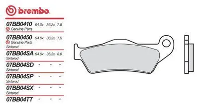 Obrázek produktu pro Brzdové destičky BREMBO pro motocykly 07BB04TT