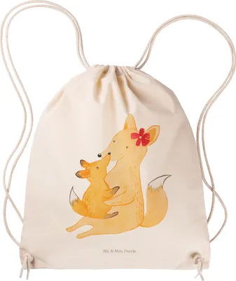 Produktbild von Mr. & Mrs. Panda Jutebeutel Fuchs Mama - Transparent - Geschenk, gym tasche, Beutel, Stoffbeutel, gymnastiktasche, Schoß, wander rucksack, Muttertag, Mutter, Umarmen