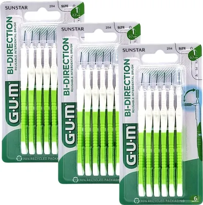 Produktbild von 3x GUM Bi-Direction Small - Interdentalbürsten grün 0,7 mm - 3x 6 Stück