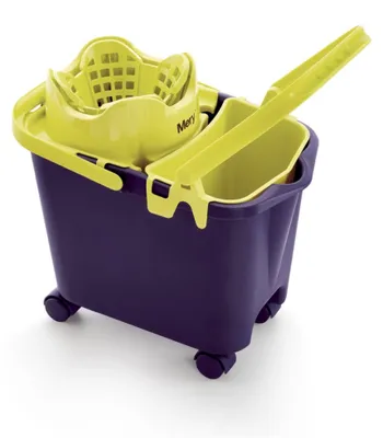 Imagen del producto de MERY. Cubo rectangular con ruedas, de 14 litros, con exprimidor y depósito