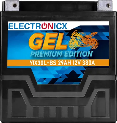 Produktbild von Electronicx YIX30L-BS GEL Motorradbatterie 12V 29Ah 380A/EN - Wartungsfrei, Auslaufsicher, Hochleistung, Doppelte Lebensdauer, +Pol rechts