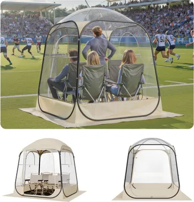 Produktbild von Transparentes Pop-up Zelt 160x160x182 cm für 2-4 Personen, Sportzelt mit Bodenmatte und oberer Abdeckung, Outdoor Bubble Campingunterstand für Veranstaltungen, Angeln, Jubeln