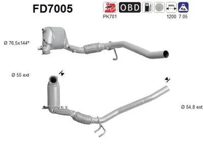 Produktbild von AS FD7005 Dieselpartikelfilter Rußpartikelfilter DPF für VW Golf V Schrägheck (1K1) Abgasanlage Diesel