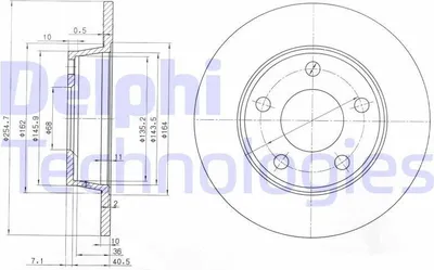 Produktbild von 2x DELPHI Bremsscheibe BG3671 für AUDI A6 Avant (4B5 C5) A6 Limousine (4B2 C5)