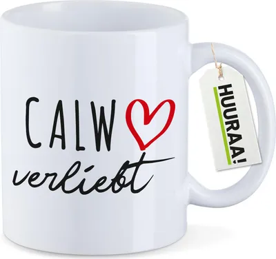 Produktbild von Huuraa Kaffeetasse Calw verliebt 330ml Weiß Keramik Kaffeebecher Geschenkidee