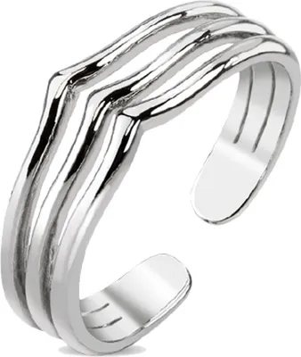 Produktbild von viva-adorno Ring Zehenring Mittelring Midi Damenring verstellbar Fusschmuck Messing rhodiniert silber Wellen Z532