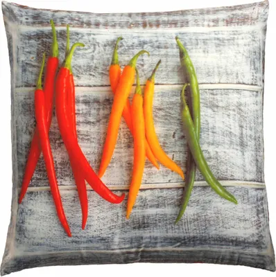 Produktbild von Kissenbezug Fotodruck Chilli 45x45 cm Zier Kissen Bezug Kissenhülle Dekokissen