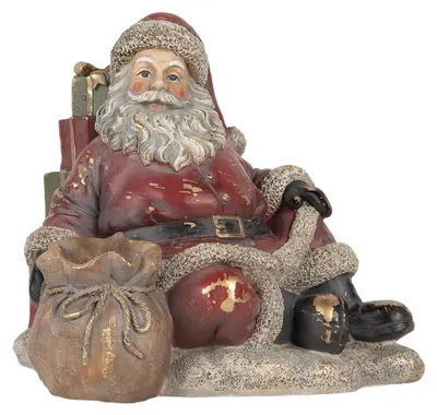 Produktbild von Clayre & Eef Weihnachtsdekorationsfigur Weihnachtsmann 23x19x19 cm Rot Kunststoff