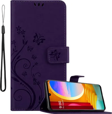 Obrázok produktu pre Cadorabo kryt pre LG Velvet in FLORAL DARK PURPLE ochranný kryt v kvetinovom dizajne s magnetickým zapínaním, funkciou stojana a slotmi na karty flipové puzdro kvetinový kryt puzdro s chlopňou na mobilný telefón puzdro na knihy