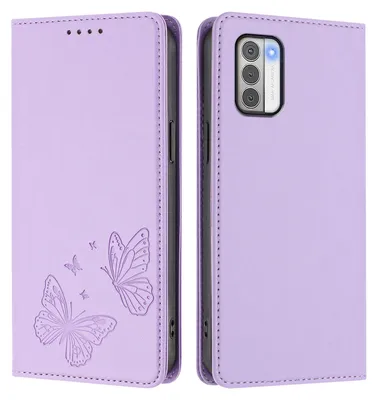 Image de Étui en cuir pour Nokia G42 / Nokia G310, motif papillon, étui à rabat avec porte-appareil, violet clair