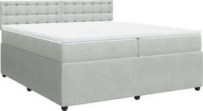 Produktbild von vidaXL Boxspringbett mit Matratze Hellgrau 200x200 cm Samt