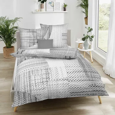 Produktbild von Kaeppel Feinbiber Bettwäsche Supreme 200x200 + 2x 80x80 cm 25609 grau Punkte geometrisch