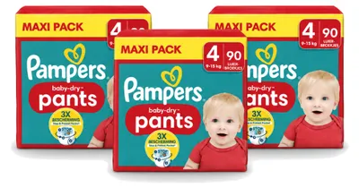 Produktbild von 3 x Pampers Baby-Dry Pants Windelhöschen Größe 4 - Vorteilspackung - 3 Stücke