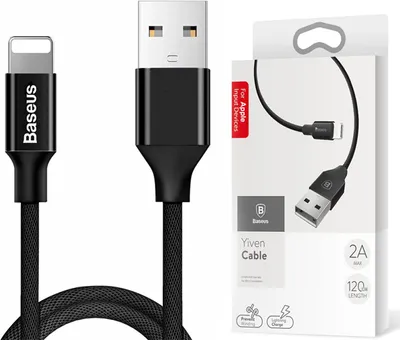Zdjęcie produktu dla Baseus Yiven Kabel Przewód W Materiałowym Oplocie Usb / Lightning 1,2M Czarny (Calyw-01)