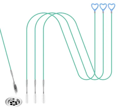 Abflussreiniger-Set, 3 Stück, 200 cm, Edelstahl, flexible Rohrbürste