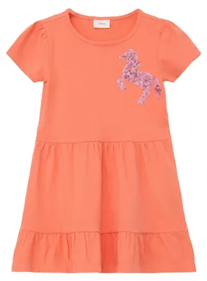 Produktbild von s.Oliver Kinder Kleid aus weicher Baumwolle mit Pailletten-Detail und Rundhalsausschnitt