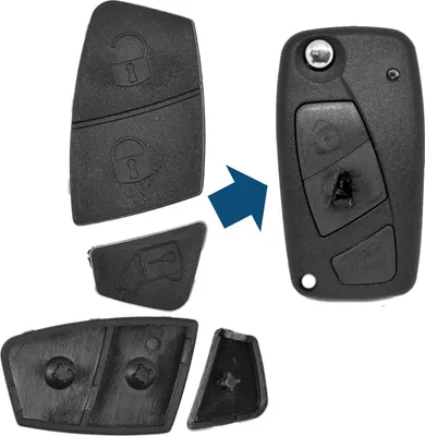 Produktbild von Auto Schlüssel Tasten Set 2X Tastenfeld kompatibel mit 3 Tasten FIAT Klapp Schlüssel  Schwarz