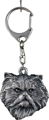 Image de Chat persan - porte-clés argenté, décoration pour sac à main, pendentif pour sac à dos de Art-Dog