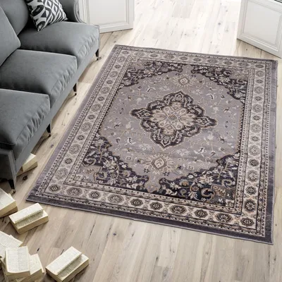 Produktbild von Teppich Orientteppich Klassik Orientalisch Muster - Wohnzimmer -k468a gray - Farbe: Grau, Grösse: 140 x 200 cm