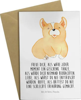 Produktbild von Mr. & Mrs. Panda babykarte Corgie - Weiß - Geschenk, Lebensfreude, Lebensfroh, weihnachtskarten, Grußkarten, osterkarte, osterkarten, Optimistisch, Hund, neujahrskarte