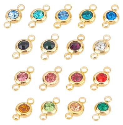 17 Strass-Anhänger, 17 Farben, Gold, 12mm, für Schmuck
