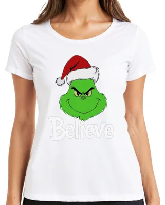 Obrázek produktu pro Dámské tričko Believe Grinch Christmas Funny Christmas Gift Family, bílé, XL