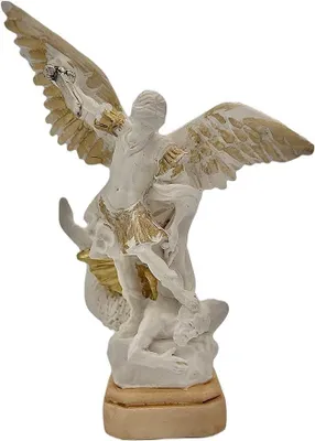 Erzengel Michael Figur, 10 cm, weißes Harz, mit Schwert