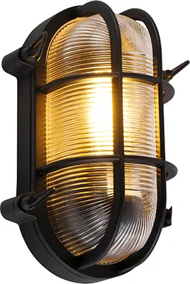Produktbild von QAZQA - Industrie I Vintage I Industrie I Vintage I Außen Wand- und Außen Deckenleuchte I Deckenlampe I Lampe I Leuchte schwarz oval IP44 - Noutica I Außenbeleuchtung - Aluminium Oval - LED geeignet E