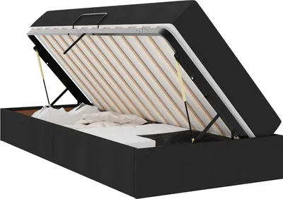 Produktbild von Aufbewahrungsbett mit Matratze Schwarz 100 x 200 cm Polyester