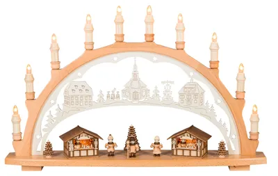 Produktbild von Saico Lichterbogen LED Weihnachtsmarkt Holz 66 cm warmweiß natur