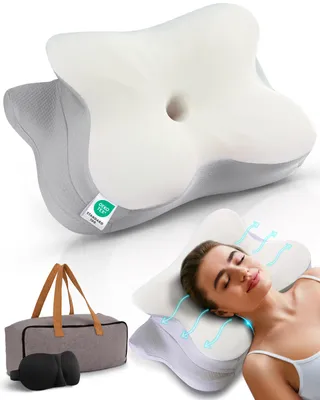 Produktbild von Orthopädisches Kissen für alle Schlaftypen geeignet, Kopfkissen gegen Nackenschmerzen, Ergonomisches Nackenkissen aus Memory Foam, Nackenstützkissen
