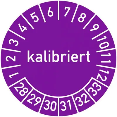 Produktbild von Dreifke® Prüfplakette kalibriert 2028 - 2033, Folie, Ø 15 mm, 10 Stück