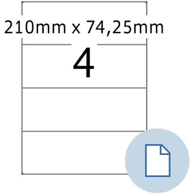 Zdjęcie produktu dla HERMA 8405 Etykiety arkuszowe A4 biały papier 210x74mm 500 arkuszy 2000 etykiet