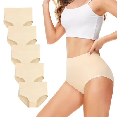 Produktbild von TUUHAW Hautfarbene Unterwäsche Damen Hohe Taille Baumwolle XXL 5er Pack