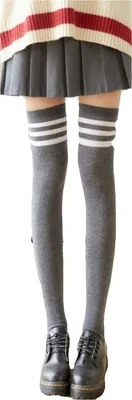 Produktbild von krautwear® Damen Mädchen Kinder Cheerleader College Kniestrümpfe 3 Streifen Gestreifte Overknees Über Knie-Lange Geringelte Strümpfe Geringelt Gestreift Streifen