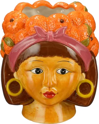 Image de Mica Decorations Pot de fleurs Funny - 20x20x22 cm - Dolomie - Orange