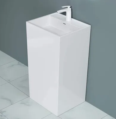 Produktbild von doporro freistehendes Standwaschbecken BTH: 50x42x90cm weiß aus Mineralguss Waschtisch Waschplatz Standsäule Colossum34