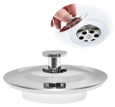Produktbild von Universeller Abflussstopfen, Abflussstopfen aus Edelstahl, Ersatz-Abflussstopfen für Spülbecken, Abflussstopfen mit Griff für 42–44 mm Spülbecken, Abflussstopfen für Küchenspüle und Badewanne