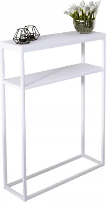 Zdjęcie produktu dla Konsola metalowa toaletka stolik półka stojąca loft biały matowy 60x20h80