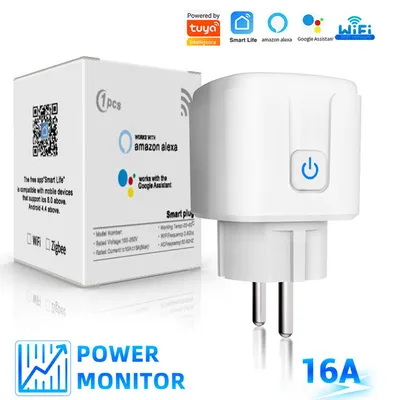 Produktbild von 16A Smart Steckdose mit App Steuerung,WLAN Steckdose,Smart Plug,Kompatibel mit EU Steckdosen,Zeitschaltuhr,Alexa & Google Home Kompatibel