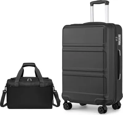 Produktbild von KONO Mittelgroß Rollkoffer Set Gepäck 65cm Trolley mit Ryanair Reisetasche Schwarz 2 Teilig