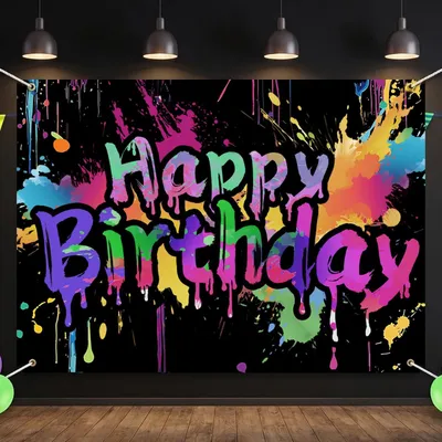 Produktbild von Geburtstagsbanner – Neon – "Happy Birthday"-Girlande – Dekoratives Banner – 210 x