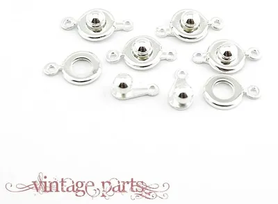 Produktbild von Vintageparts Klippverschlüsse silberfarben 18x10mm Metall für Halsketten und Armbänder, 6 Stück